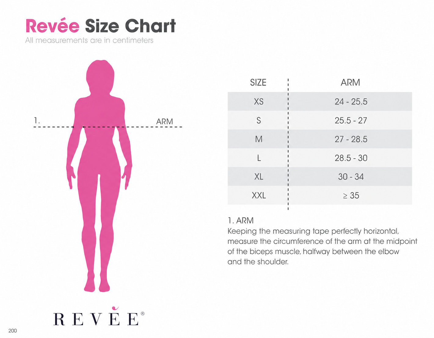 Size ChartMedical Compression Garment After Arm Lift Surgery