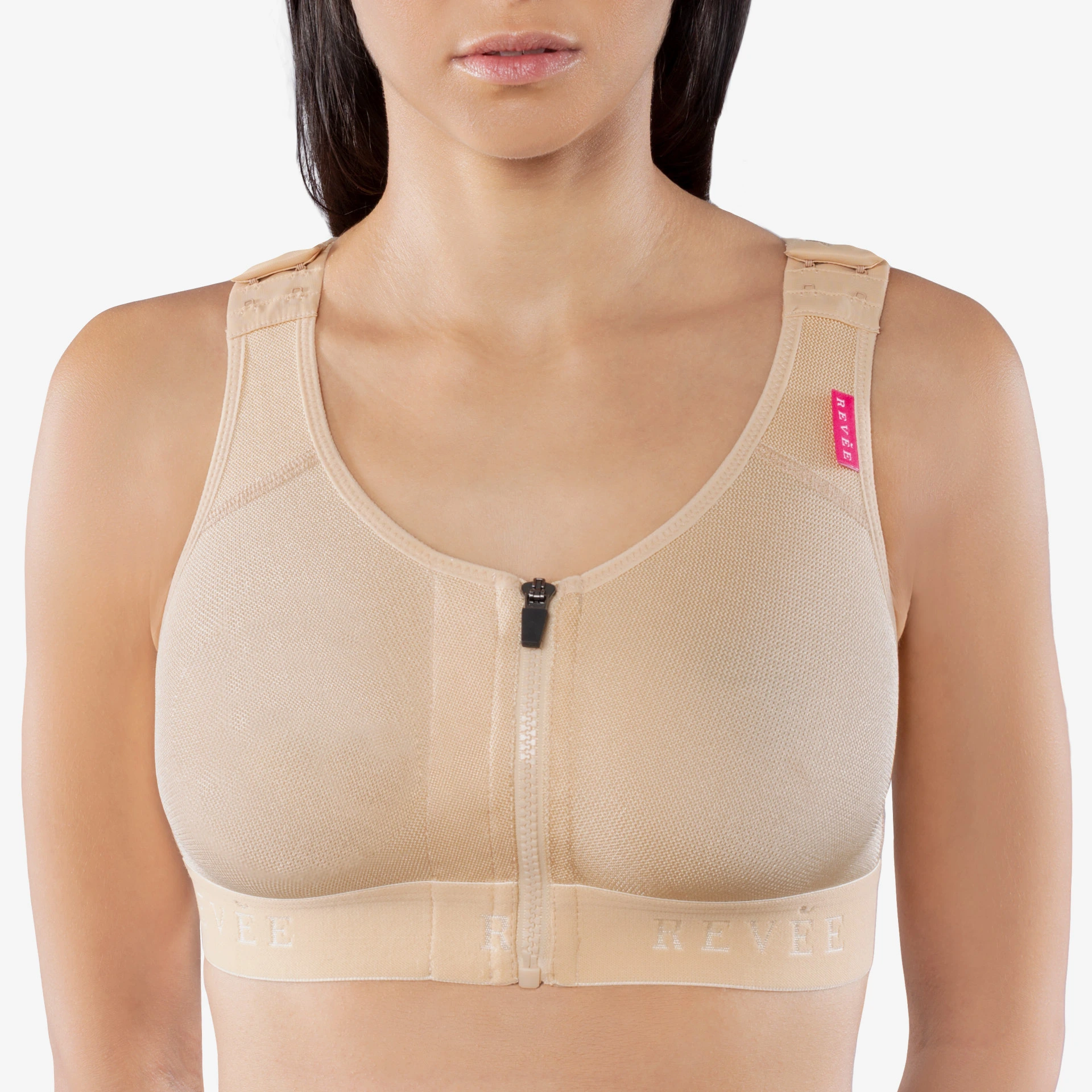 مشد طبي ضاغط من ريفي بعد عمليات الصدر - لعمليات التكبير وتصغير الثدي (سحاب)