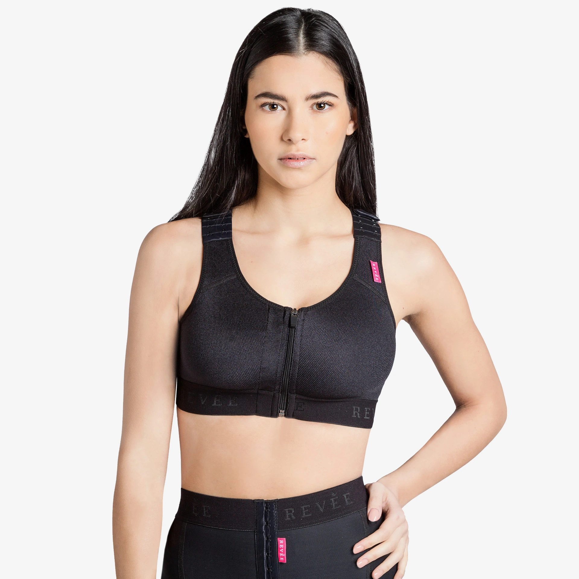 مشد طبي ضاغط من ريفي بعد عمليات الصدر - لعمليات التكبير وتصغير الثدي (سحاب)