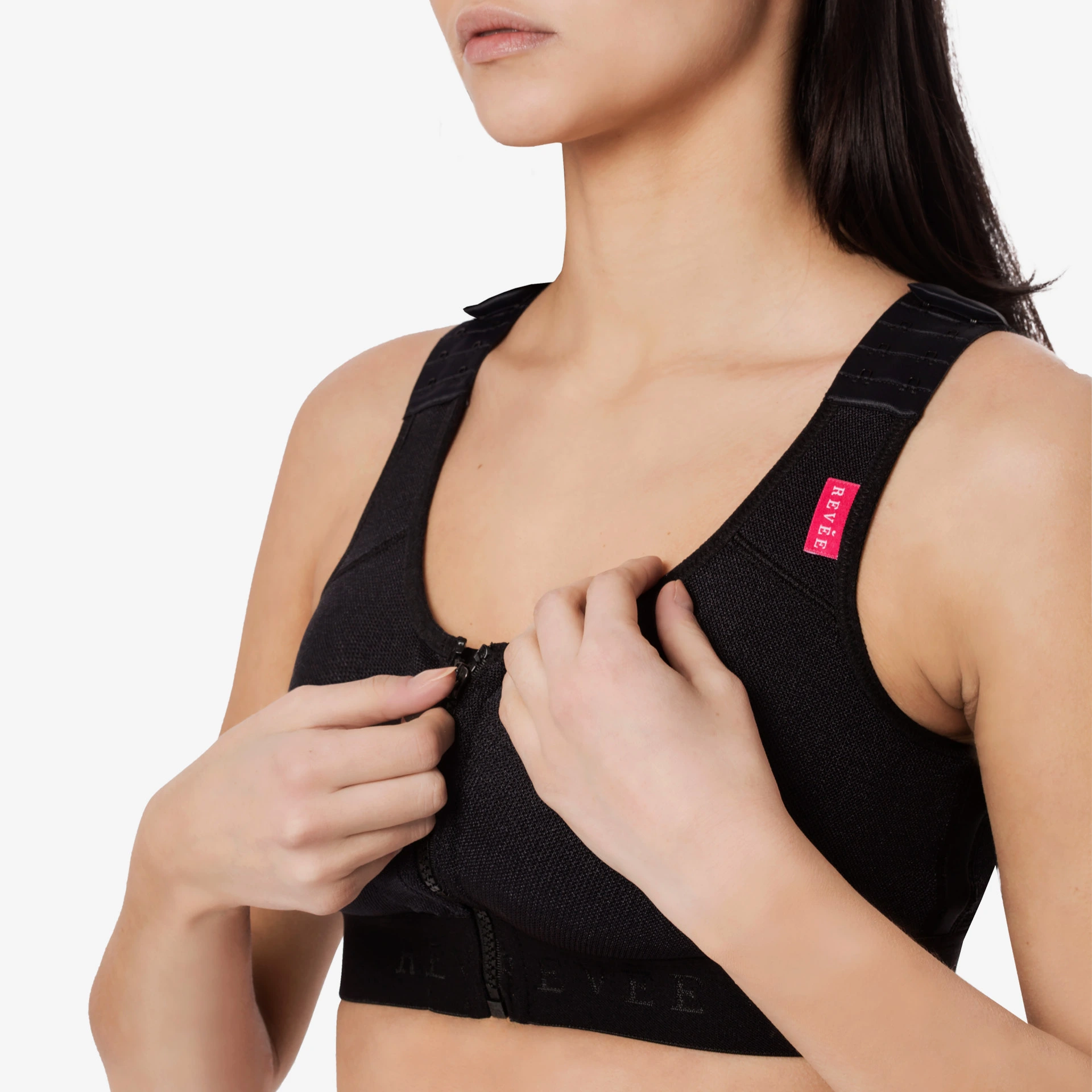 مشد طبي ضاغط من ريفي بعد عمليات الصدر - لعمليات التكبير وتصغير الثدي (سحاب)